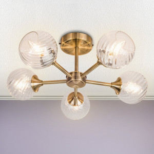Fairmont Park Aamilah Glass Semi Flush Mount Antique Brass 22.3cm H X 52.5cm W X 52.5cm D