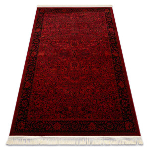 Langley Street Luca 5125 – Elegant rug with fringes in burgundy & black – Classic Lucaal rug with ornamental & frame pattern Red Runner 100 x 200 cm