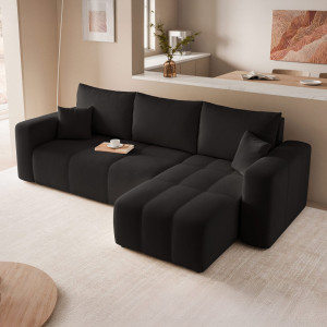 17 Stories 4 Seater Sofa Bed Black 79cm H X 248cm W X 145cm D