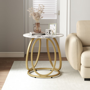 Canora Grey White Marble Side Table, Modern Style Gold/Calacatta Gold 63.5cm H X 60cm W X 60cm D