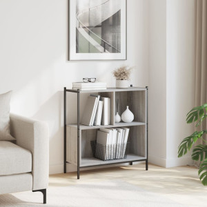 vidaXL 77.5cm H x 72cm W Steel Standard Bookcase Grey Sonoma