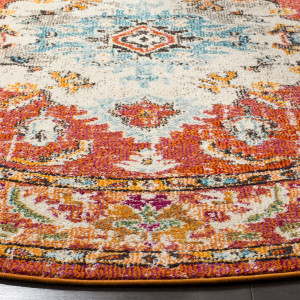 Latitude Vive Tekamah Oriental Area Rug Orange/Light Blue Round 152 cm