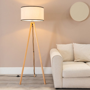 World Menagerie Hannibal 151cm Tripod Floor Lamp Natural/Natural/Black 151cm H X 45cm W X 45cm D