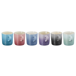 Le Creuset Stoneware Set of 6 Pastel Mugs Purple;Pink;Blue;Gray 350ml