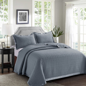 17 Stories Berdeja Solid Colour Bedspread with Pillowcases Included Grey 185 x 240 cm Bedspread - 2 Pillowcases