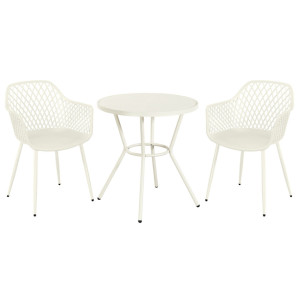 Dakota Fields Rimini Patio Dining Set with Round Metal Table & Armchairs Off-White