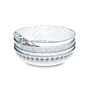 Sara Miller, Artisanne Noir - Low Bowls Black, White 800ml