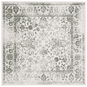ClassicLiving Floral Area Rug Green;Ivory Square 183cm