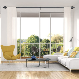 Rio Ammiel Matte Black Adjustable 74cm to Double Curtain Pole Matte Black 74cm - 200cm
