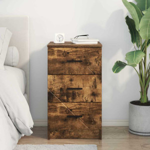 17 Stories 38cm W Manufactured Wood Bedside Table Smoked Oak 66cm H X 38cm W X 38cm D