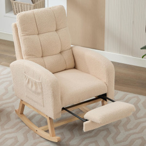 Isabelle & Max Rocking Chair Beige 99cm H X 50cm W X 132cm D