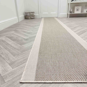 Ebern Designs Runner Flatweave Indoor / Outdoor Area Rug Beige Runner 60 x 300 cm
