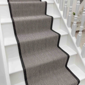 Fleur De Lis Living Stair Runner Geometric Flatweave Area Rug Black Runner 60 x 510 cm