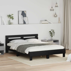 17 Stories Bed Black Oak European Double (140 x 200 cm)