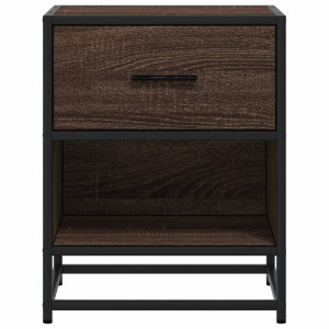 Borough Wharf Amberle 40cm W Metal Bedside Table Brown Oak 50cm H X 40cm W X 31cm D
