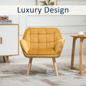 Norden Home Willesden Velvet Armchair Yellow 71cm H X 67cm W X 61.5cm D