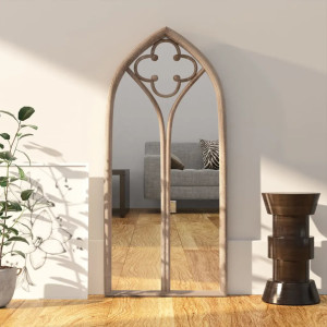 Rosalind Wheeler Junien Metal Flat Wall Mirror Brown 100cm H x 45cm W.