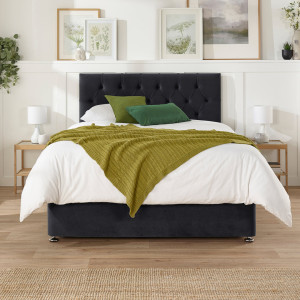 Fairmont Park Amanjot Upholstered Divan Bed with Mattress Onyx Super King (6')