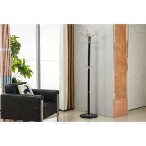 17 Stories Fenstermacher Marble Freestanding Coat Rack Black 175cm H X 37cm W