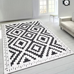 Metro Chevron Machine Tufted Indoor / Outdoor Area Rug Antrasit/Cream Rectangle 120 x 170 cm