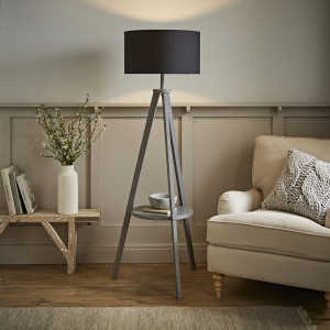 George Oliver 132cm Tripod Floor Lamp Black 132cm H X 14cm W X 41.5cm D