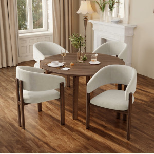 17 Stories Linen Upholstered Metal Armchair in Beige