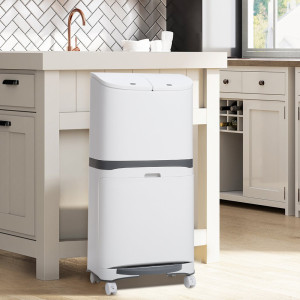 Brayden Studio Calel Plastic Step On Kitchen Trash Can - 48L White 48L