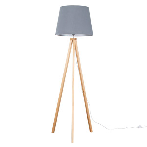 Fernleaf Nemours 159cm Basbro Tripod Floor Lamp Shade Grey/Black 159cm H X 65cm W X 65cm D