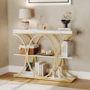 Canora Grey Console Table White / Gold/White/Gold