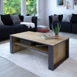 Blue Elephant Four Leg Coffee Table with Storage Brown 40cm H X 110cm W X 60cm D