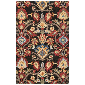 Langley Street Pinson Floral Wool Hand Tufted Area Rug Brown Rectangle 61 x 91 cm