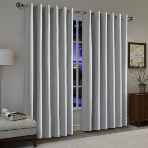 17 Stories Linen Blend Blackout Curtain Panel Pair Silver 168cm Width x 183cm Drop