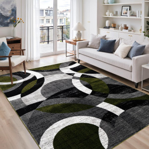 Metro Abstract Area Rug Green Rectangle 120 x 170 cm