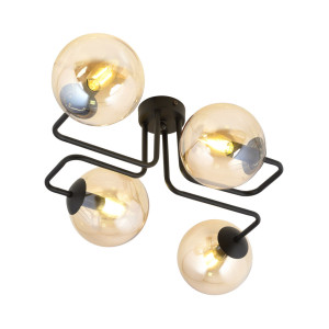 17 Stories Cadesia Glass Semi Flush Mount Amber 32cm H X 55cm W X 35cm D
