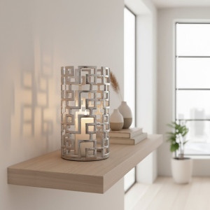 Ivy Bronx Delphi Aluminum Tabletop Lantern Silver 32cm H x 17.5cm W x 17.5cm D