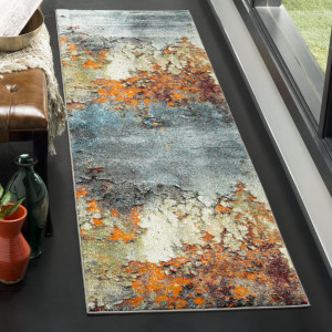 Ivy Bronx Airi Abstract Area Rug Blue Round 122 cm