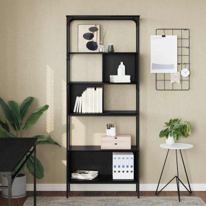 Trent Austin Design 188.5cm H x 76cm W Metal Bookcase Black Oak 188.5cm H X 76cm W X 33cm D