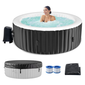 Campzip Polyethylene Plastic Inflatable Hot Tub in Black 4-Person