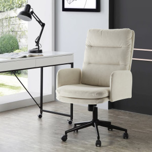 Latitude Run Alexxys Office Chair Beige Velvet 106cm H X 50cm W X 50cm D