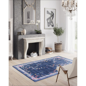 Mistana Amini Floral Area Rug Blue Rectangle 160 x 230cm