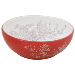 Belfry Bathroom Magness 41mm L x 41mm W Ceramic Circular Sink White/Red