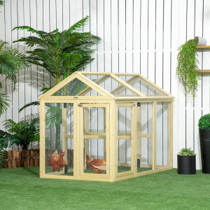 PawHut Chicken Cage Natural 106cm H X 140cm W X 88.5cm D