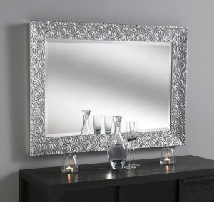 Mercer41 Wood Flat Wall Mirror Silver 94.5cm H x 69cm W
