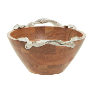 Alpen Home Drea Wood Serving Bowl Silver;Brown 33cm W