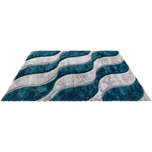 Brayden Studio Casilda Geometric Shag Indoor / Outdoor Area Rug Emerald Rectangle 200 x 290cm