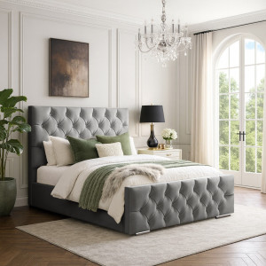 Mercer41 Bollman Upholstered Bed Grey Super King (6')
