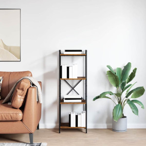 Borough Wharf Steel Bookcase Brown (4 Shelves) 118cm H x 40cm W x 30cm D