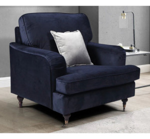 Hashtag Home Marcantonio Upholstered Accent Chair Navy Blue 92cm H X 94cm W X 90cm D
