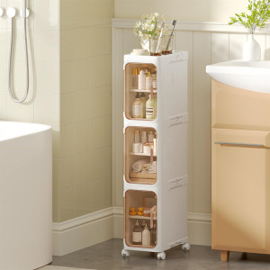 Metro Plastic / Acrylic Bathroom Cabinet Rose Gold 95cm H X 20cm W X 33cm D