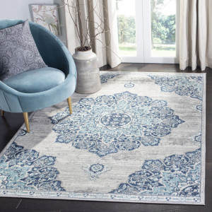 Mistana Norell Oriental Area Rug Blue;Gray Rectangle 122 x 183 cm